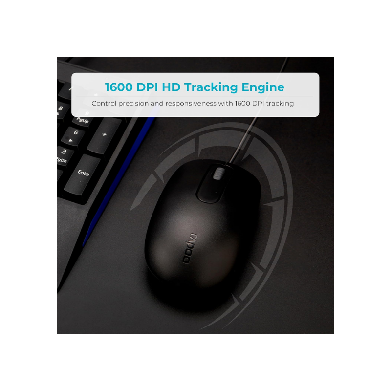 MOUSE WIRED N100 BLACK RAPOO