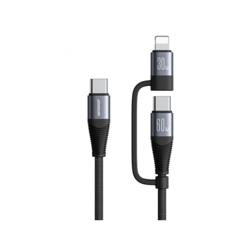 JOYROOM Fast Charging Data Cable 2 IN1 Type C To Lightning 30W + TypeC 60W 1.2m Black S A37