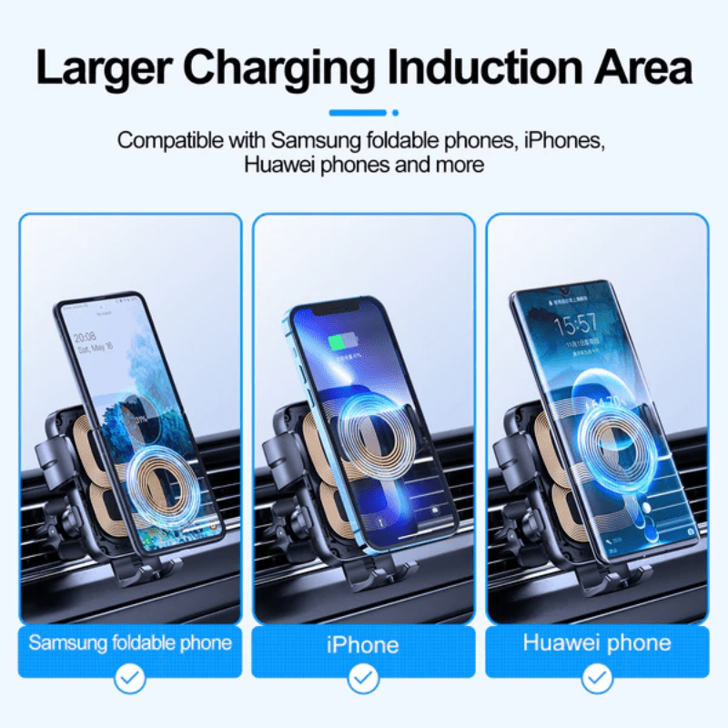 حامل شاحن سيارة جوي روم 15 وات مع ملف مزدوج لاسلكي أسود JR ZS246S