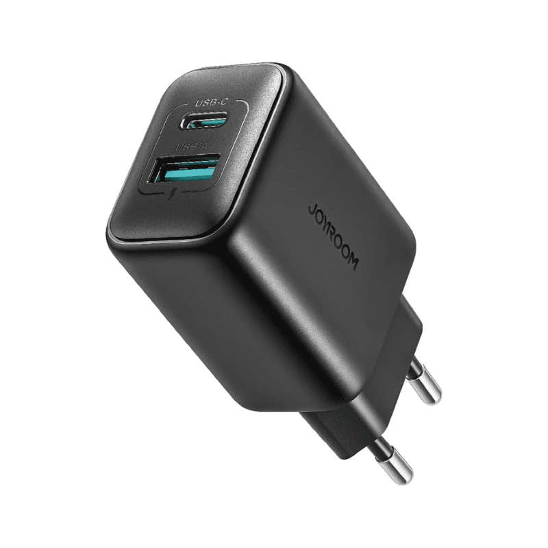 JOYROOM Fast Charger Dual Port Type C USB A 25W Black JR TCF13EU