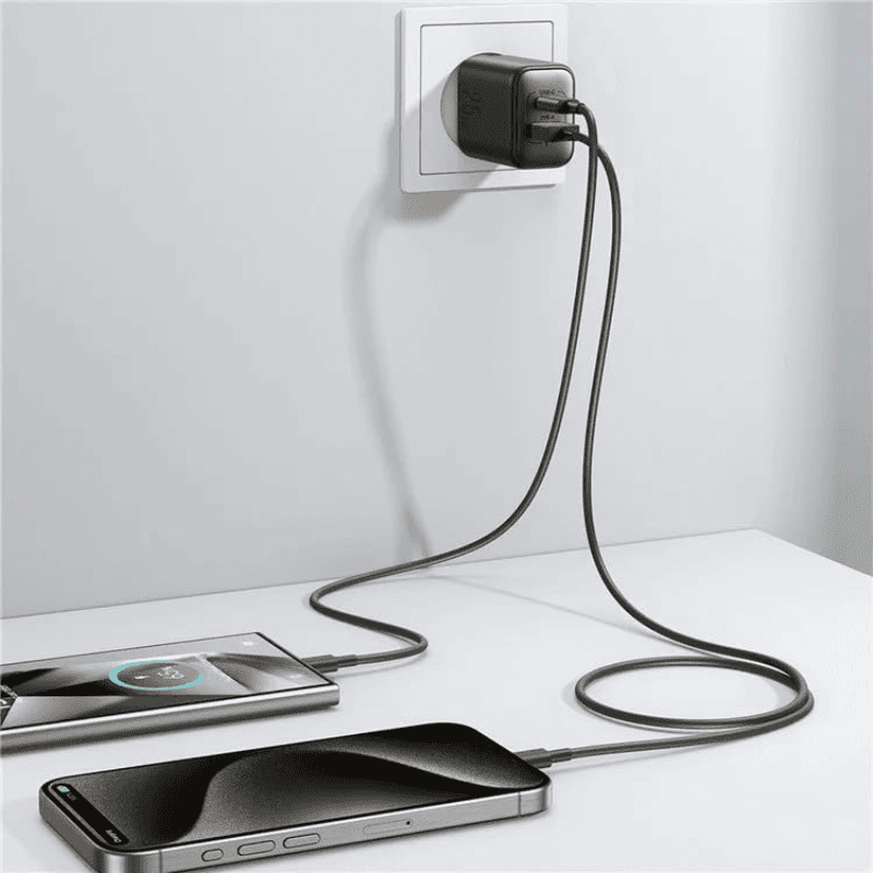 JOYROOM Fast Charger Dual Port Type C USB A 25W Black JR TCF13EU