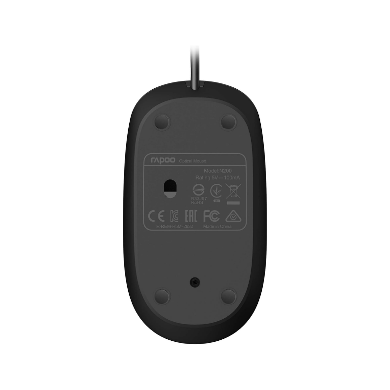 MOUSE WIRED N100 BLACK RAPOO