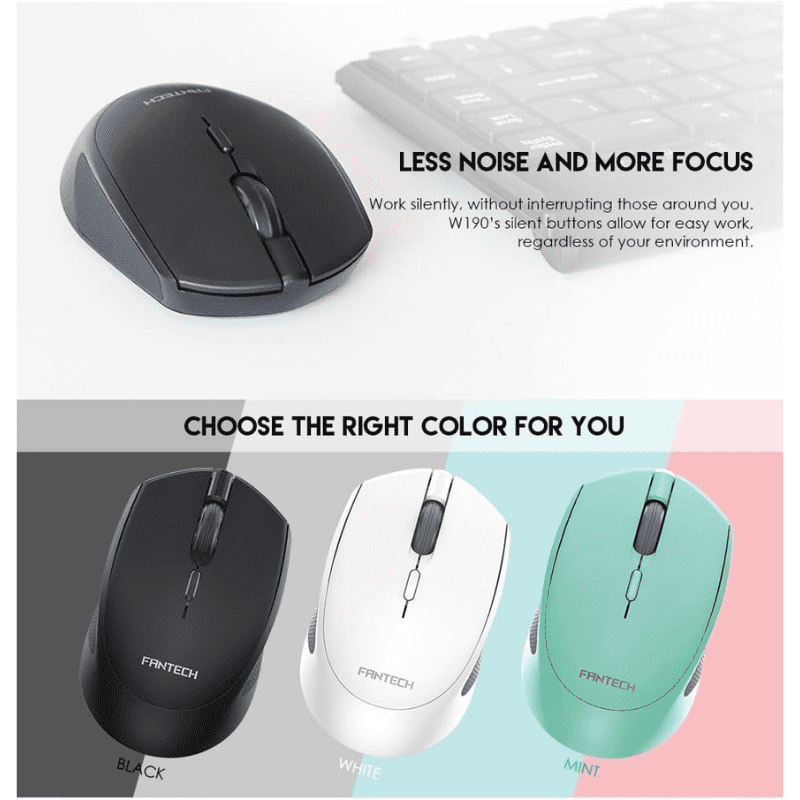 FANTECH W190 DUAL MODE 2.4Ghz And Bluetooth Wireless Silent Mouse Up To 200 Hours