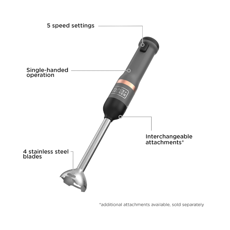 BLACK+DECKER Kitchen Wand 7.2V Cordless Electric Immersion Hand Blender - BCKM1011KBF-GB