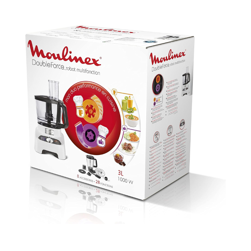 Moulinex Double Force Food Processor- 1000 Watt- 27 functions- Multi Color - FP823125