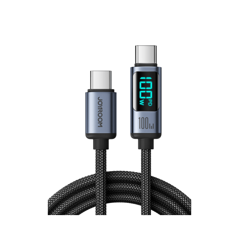 JOYROOM Fast Charging Data Cable Digital Display Type C to Type C 100W 1.2m Black S-CC100A16