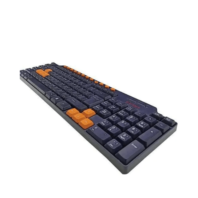 Etrain Multimedia compact 104-Key Keyboard with Orange Keys for Games