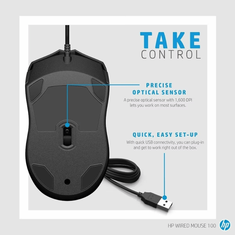 HP MOUSE 100 BLK WRD6VY96AA-ABB