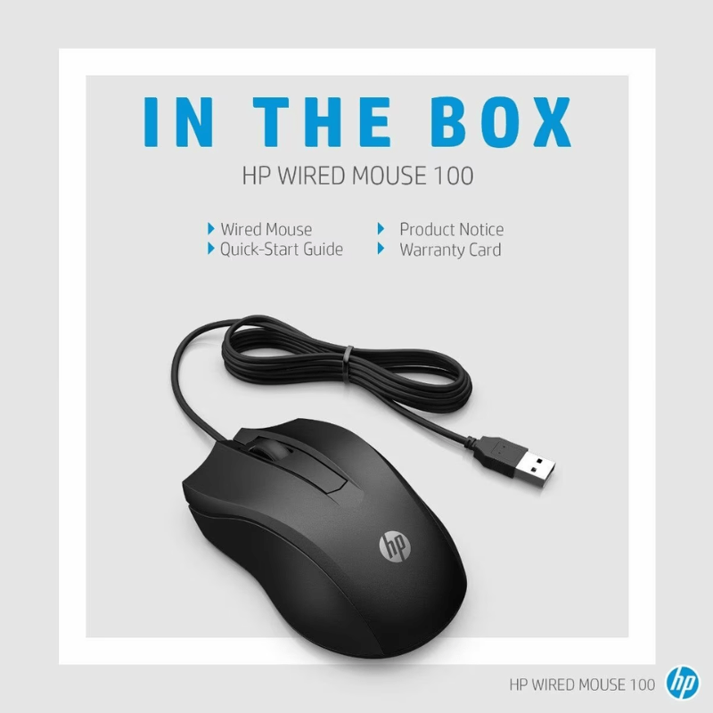 HP MOUSE 100 BLK WRD6VY96AA-ABB