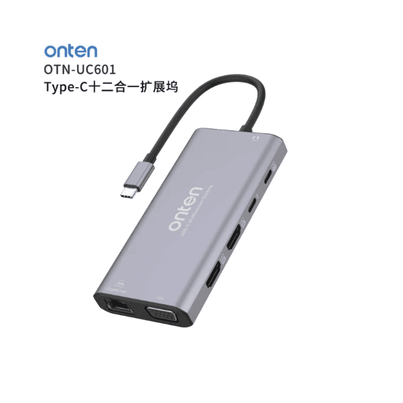 Onten Hub 13 1 Type C To HDMI(4K) SD TF Card PD Charge USB 3.0 3 USB 2.0 1 Type C 2 VGA Audio Lan OTN 9199A