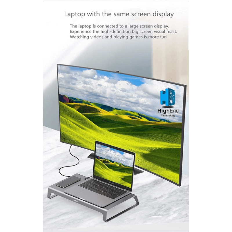 Onten Laptop Stand 111 Type-C 2 HDMI(4K) VGA Audio Lan100m USB 3.0 2 TF SD Wireless Charger OTN 95109