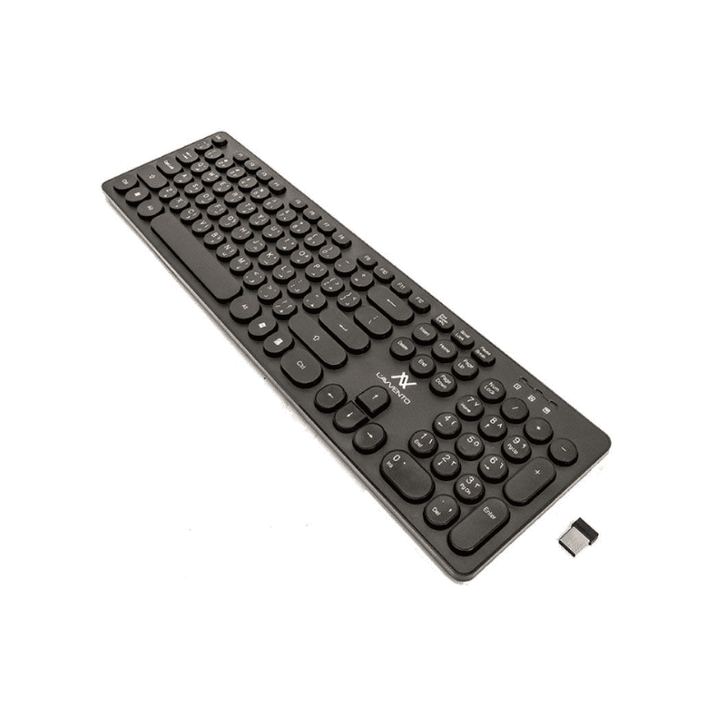 Lavvento 2.4G Wireless Keyboard US Arabic Layout Injection Printed Keys Black Comfortable & Quiet Typing