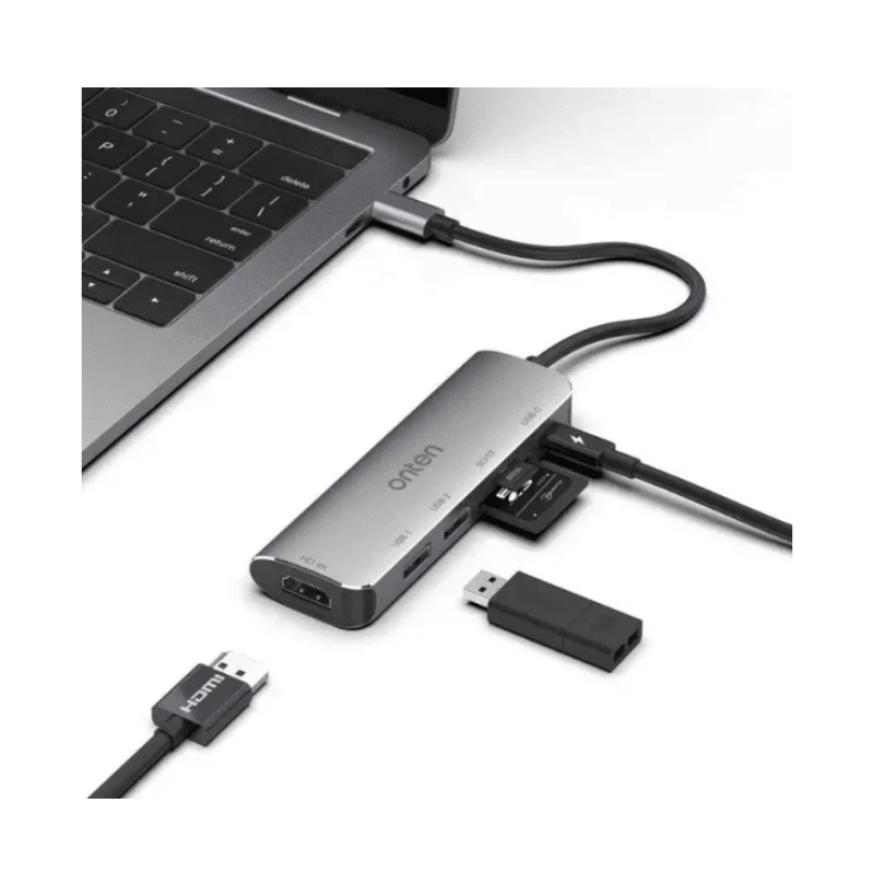 Onten HUB 6*1 Type C To HDMI 4K SD TF Card PD Charge USB 3.0 USB 2.0 OTN 95116D
