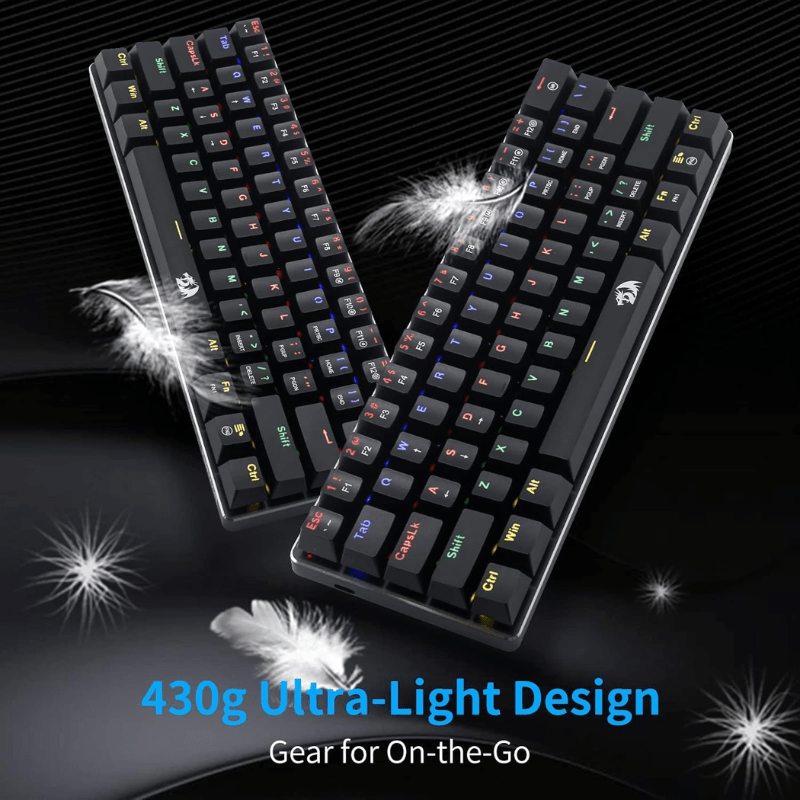 Redragon K613 JAX 60 Gaming Mechanical Keyboard - Blue Switches - Rainbow LED Lighting - Black