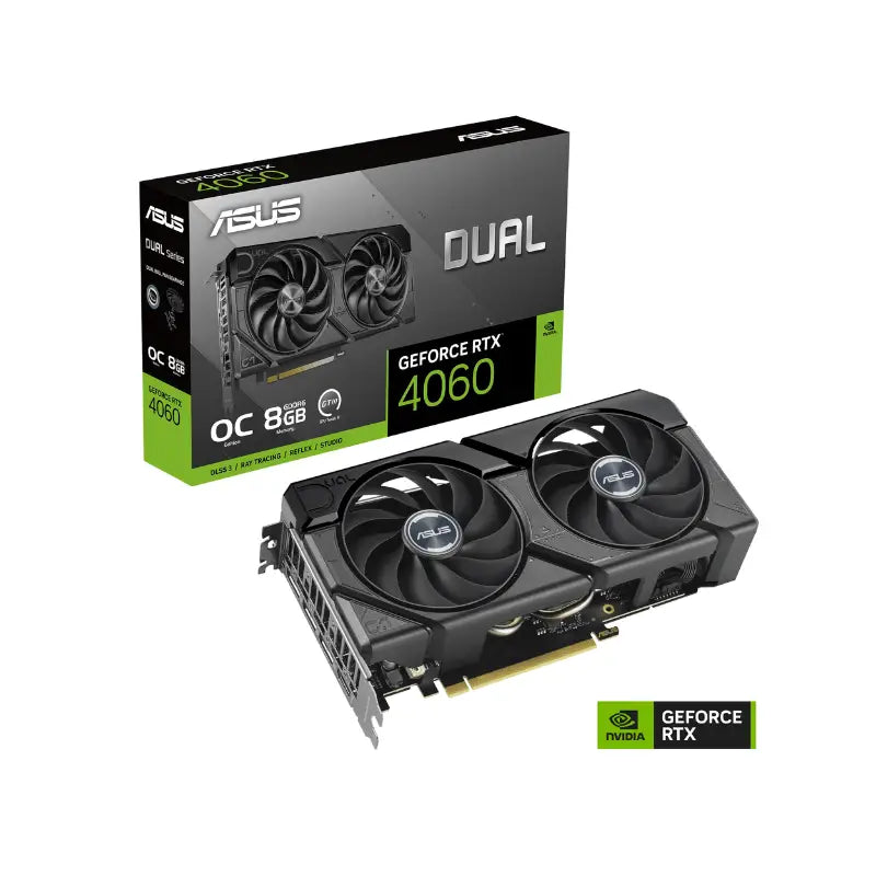 ASUS Dual GeForce RTX™ 4060 EVO OC Edition 8GB GDDR6 with two powerful Axial-tech fans