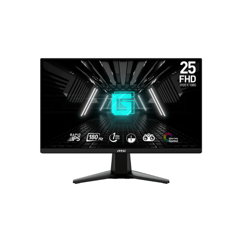 شاشة إم إس آي G255F مقاس 25 بوصة FHD بدقة 1920x1080 ومعدل تحديث 180 هرتز 1 مللي ثانية