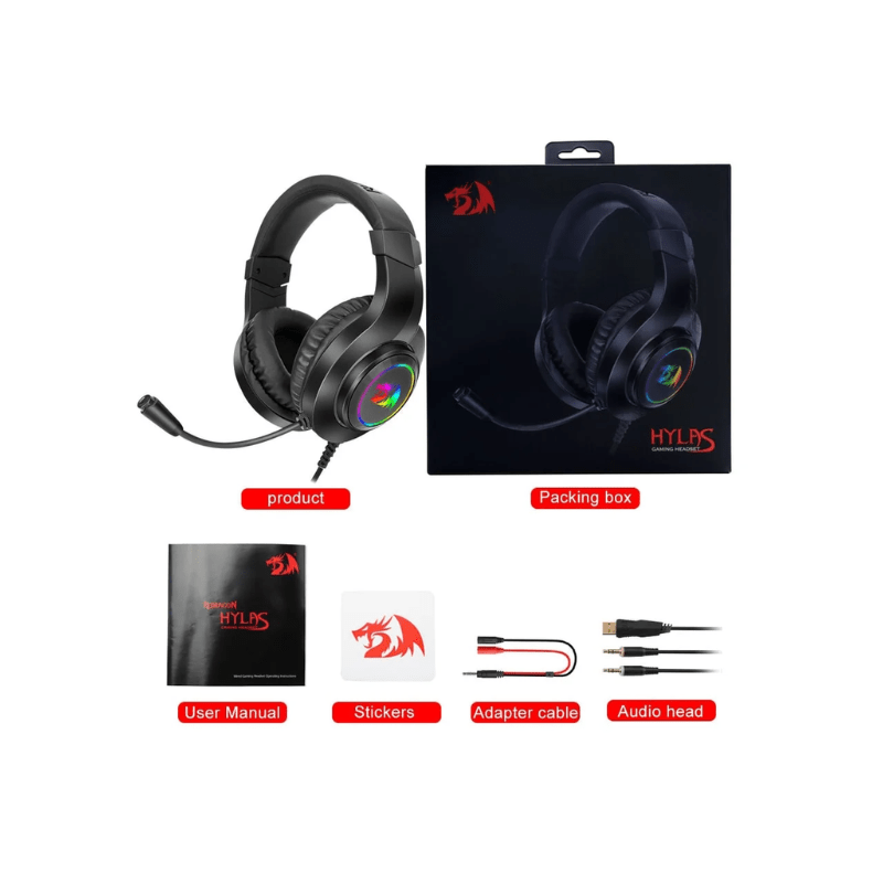 Redragon HYLAS H260 RGB Gaming Headset Compatible With Multi Diveces - Black