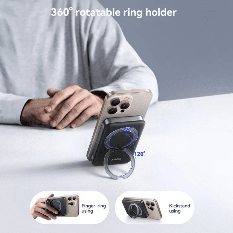 JoyRoom JR-PBM12 Magnetic Power Bank – 22.5W | 10000mAh | Ring Holder | Black