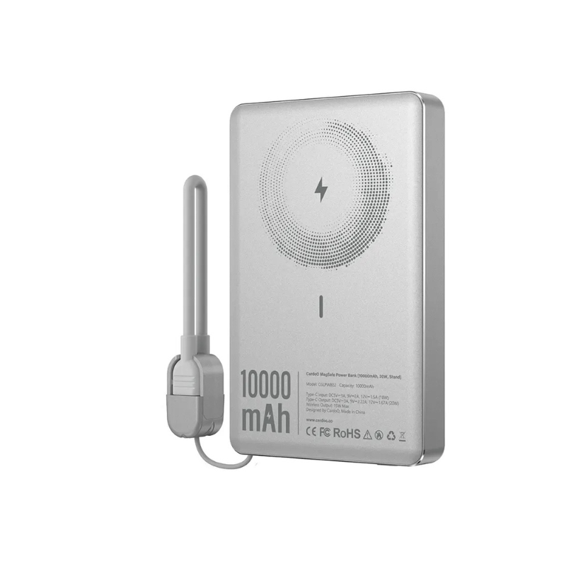 Cardoo Fast Magnetic Wireless Power Bank Built-In Cable 10,000 mAh 20W