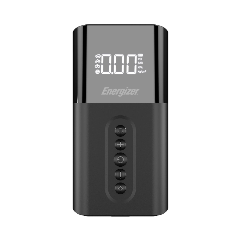 ضاغط هواء محمول من إنرجايزر PAC6003 وبنك طاقة 6000 مللي أمبير/ساعة للسيارات والمحركات والدراجات، لون أسود