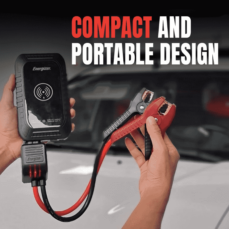 Energizer Portable Auto Battery Charger Jump Starter 12V Lithium Jump Starter Box Car Battery Booster Pack Portable Power Bank Charger Jumper Cables up to 6L Gas 3L Diesel Engine - ETL Certified