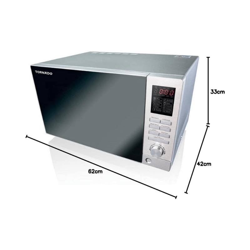 Tornado MOM C25BBE S Microwave with Grill 25 Liter 900 Watt Silver