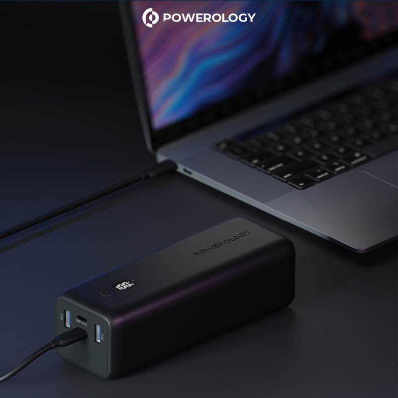 Powerology Onyx Dual USB-C Power Bank 30000mAh PD 100W