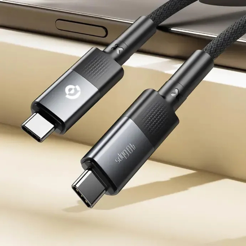 Powerology Braided PD 240W USB 4.0 Type-C to Type-C Fast Charging Cable 2M