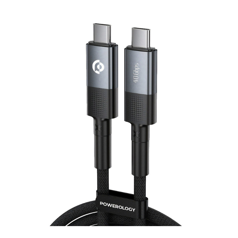 Powerology Braided PD 240W USB 4.0 Type-C to Type-C Fast Charging Cable 2M