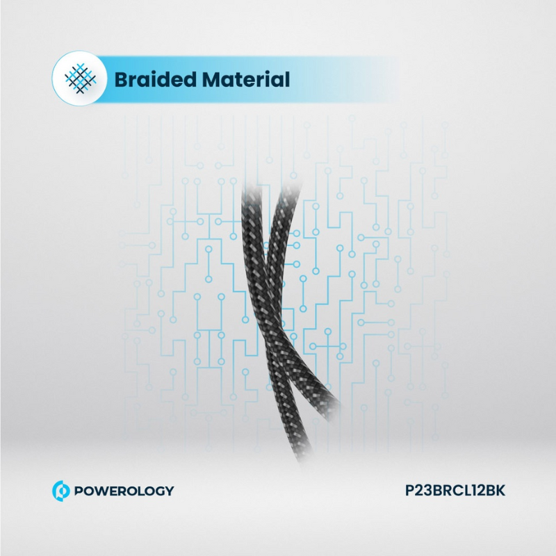 Powerology PD60W Braided USB-C to USB-C + Lightning Cable 1.2 Meter