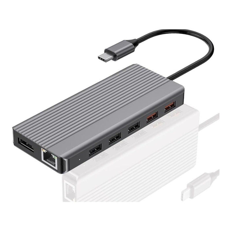 Powerology 12in1 USB- C Hub HDMI Type-C 100W PD Ethernet VGA USB SD MicroSD 3.5AUX