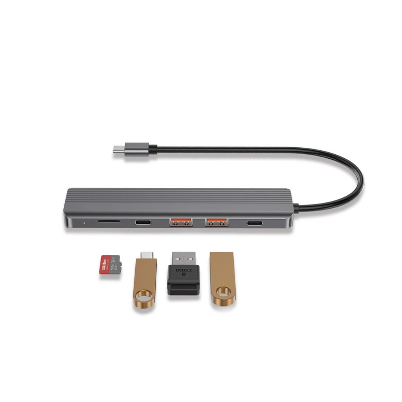 Powerology 6 in 1 Slim 4K HDMI USB-C Hub PD 100W USB MicroSD
