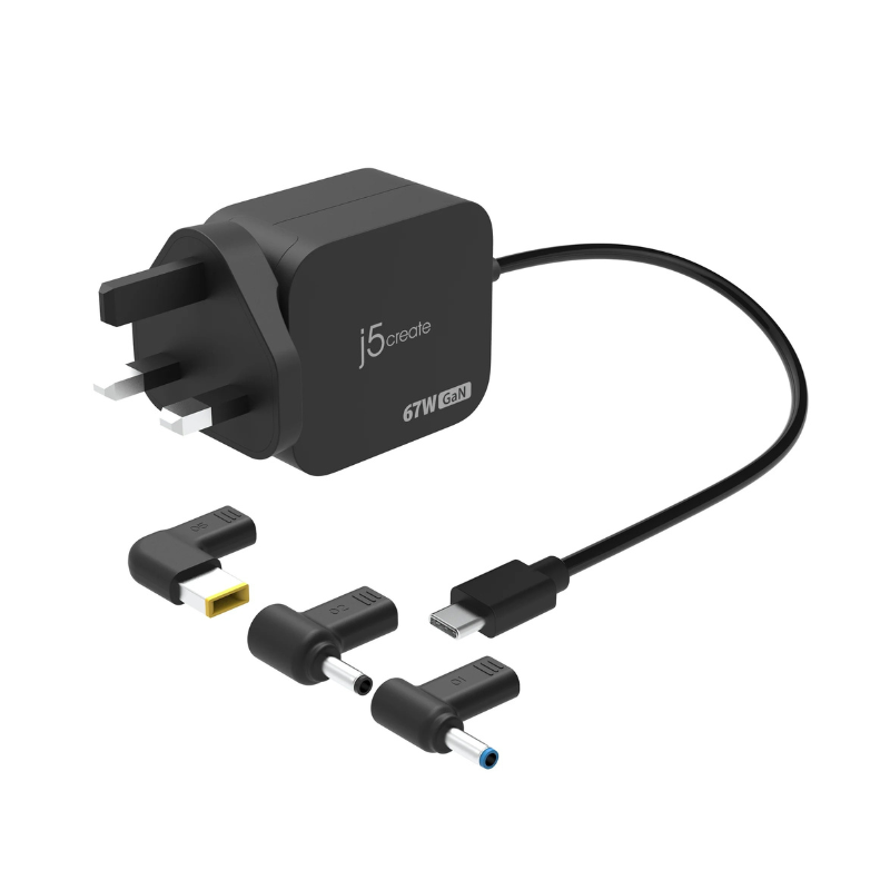 j5create_Power Mini Charger 67W GaN Type-C Charger with 3 Types of DC Connector - UK_JUP1565DCF3A