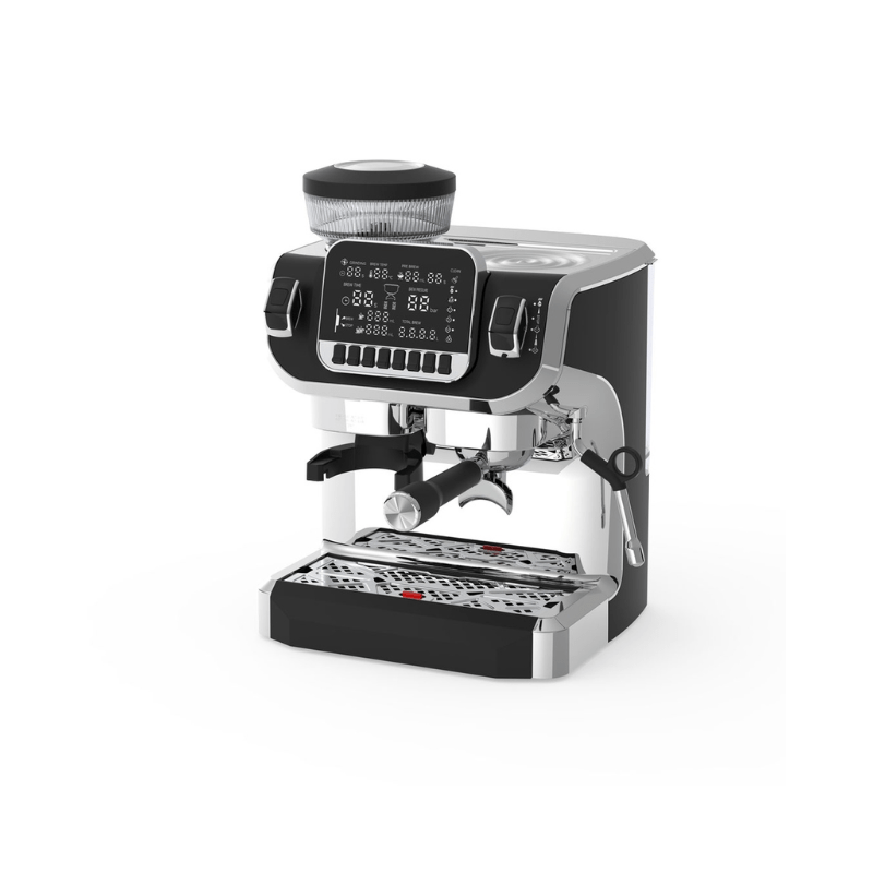 Lepresso Espresso Coffee Maker With Bean Grinder and LCD Display - Black