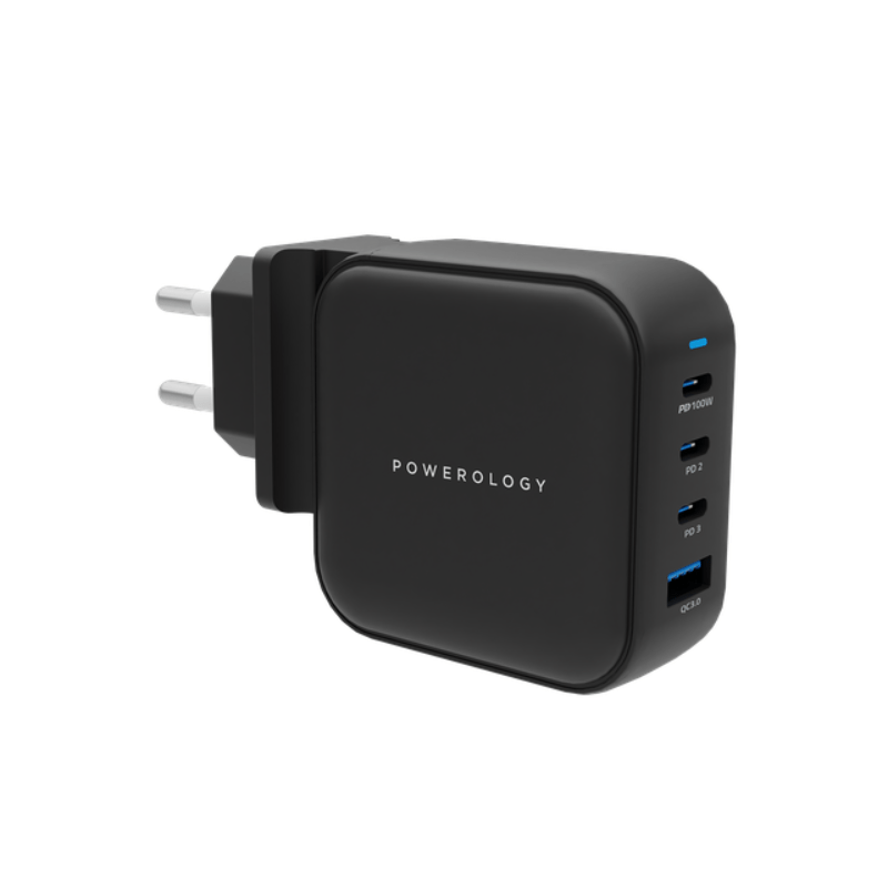 Powerology 3 Port PD 1 QC3.0 GaN Wall Charger 100W