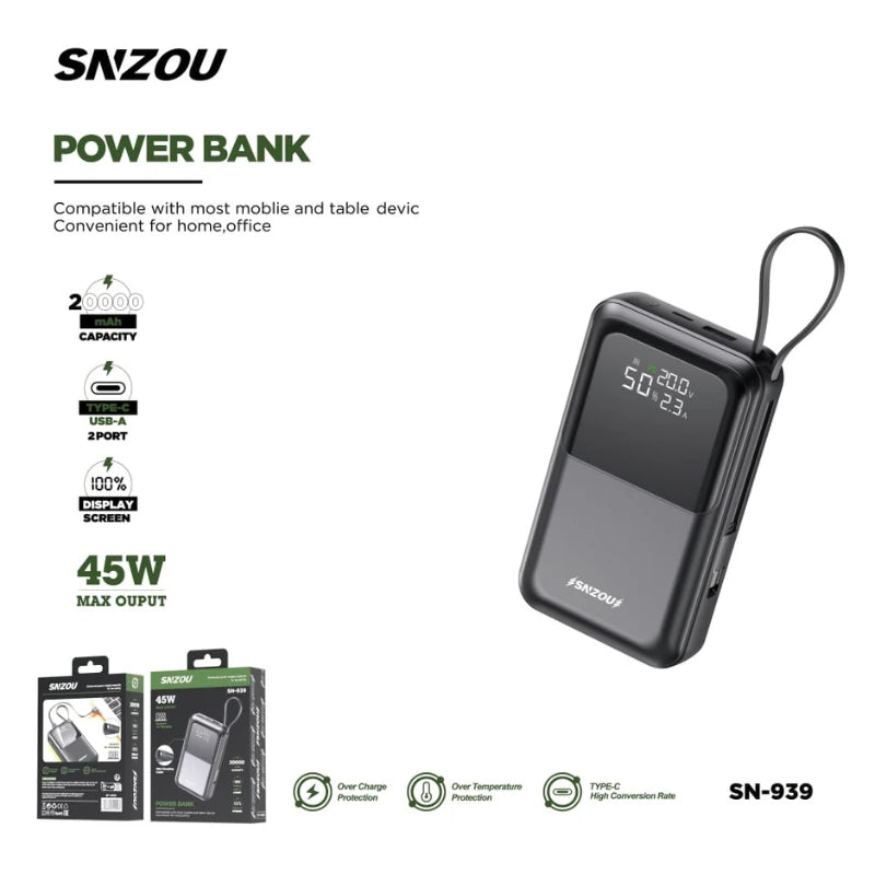 Snzou Power pack 45W 20000m Ah Power Bank