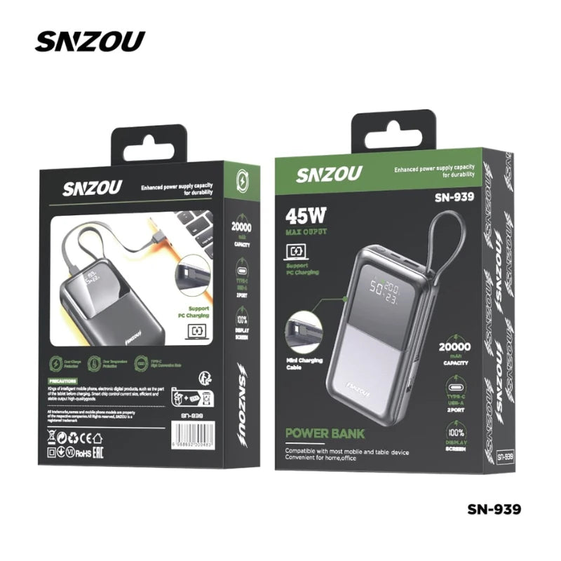 Snzou Power pack 45W 20000m Ah Power Bank