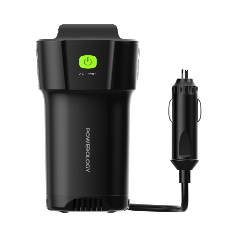 Powerology 150W Inverter AC Universal USB A 2*type-C DC Car 12V10A - Black