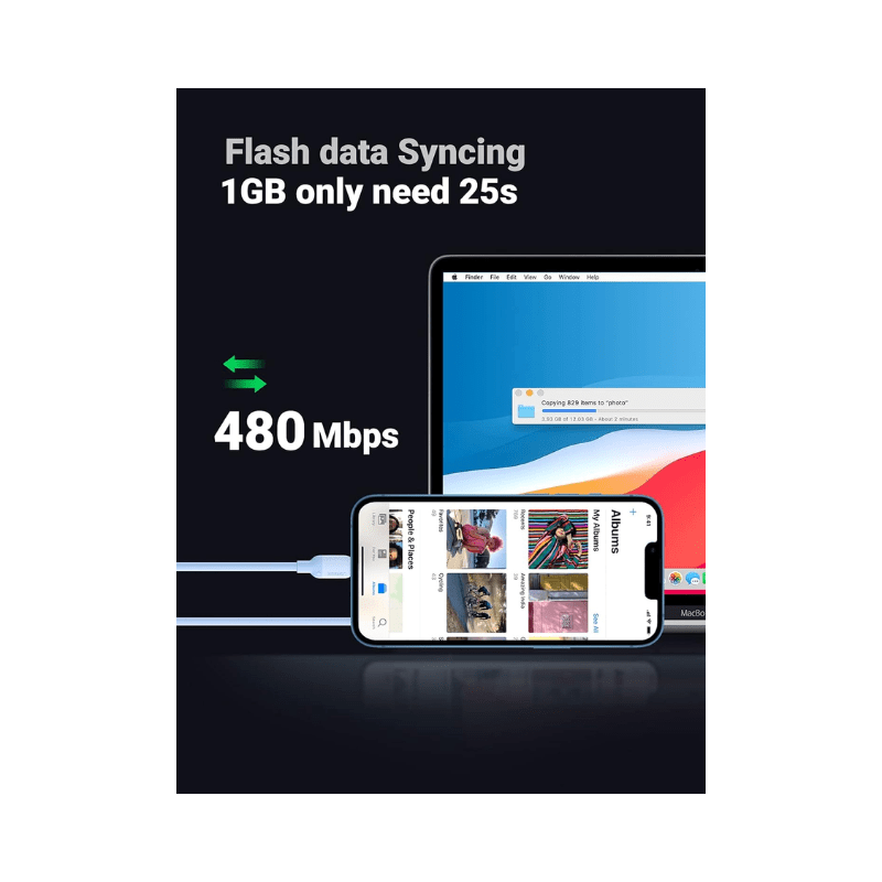 UGREEN USB-C to Lightning Silicone Cable 1M Navy Blue