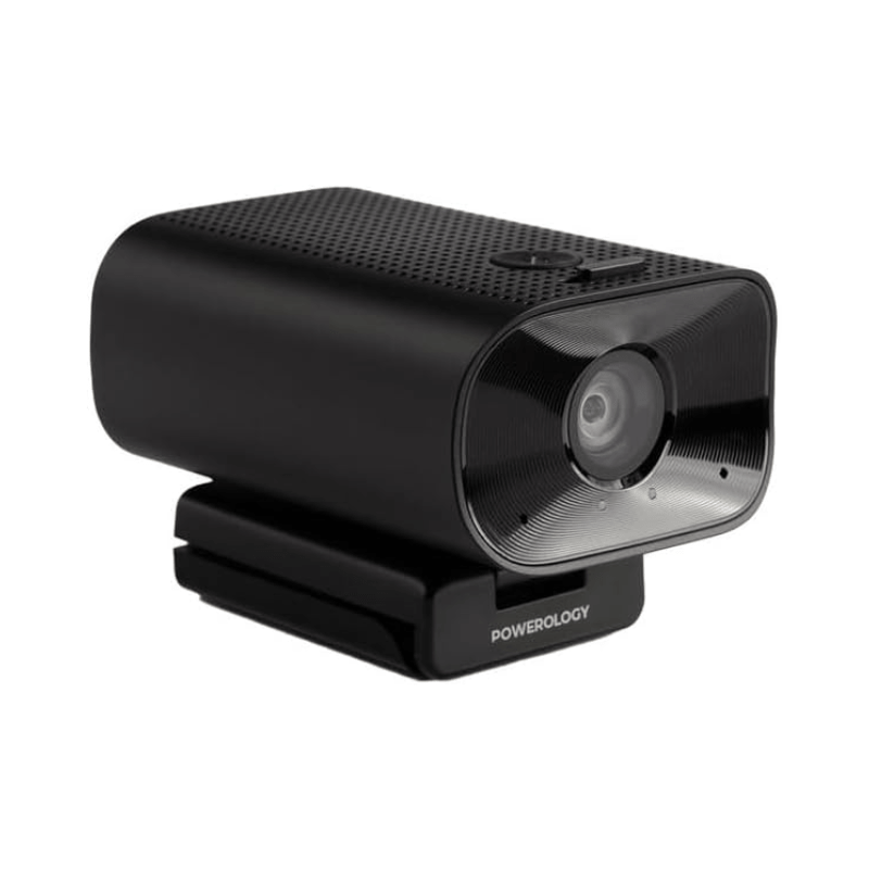 Powerology 1080p Web Cam with 5x Digital Zoom Built-In Mic and Speaker - Black