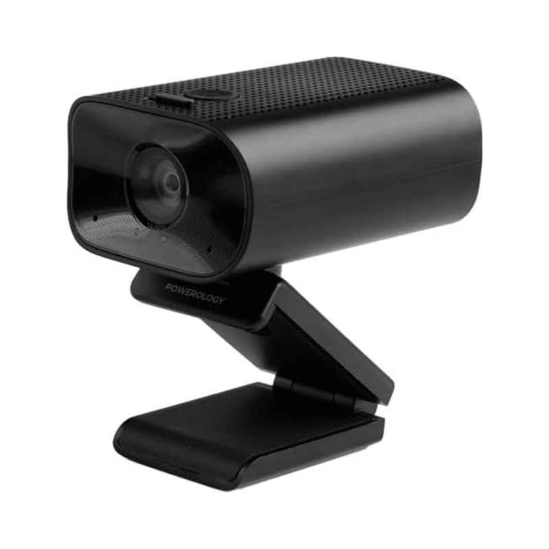 Powerology 1080p Web Cam with 5x Digital Zoom Built-In Mic and Speaker - Black