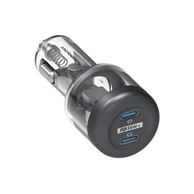 Powerology Crystalline Series Car Charger PD 35W Transparent Grey