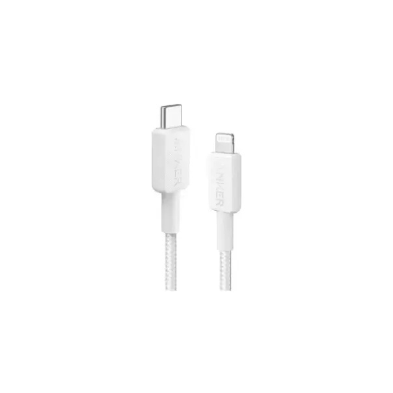 Anker 322 USB-C to Lightning Cable (6ft Braided)- White A81B6H21