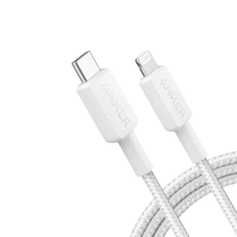 Anker 322 USB-C to Lightning Cable (6ft Braided)- White A81B6H21