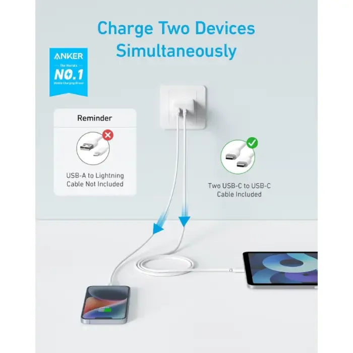 Anker 20W Wall Charger (2Ports) White lteration A2348L21