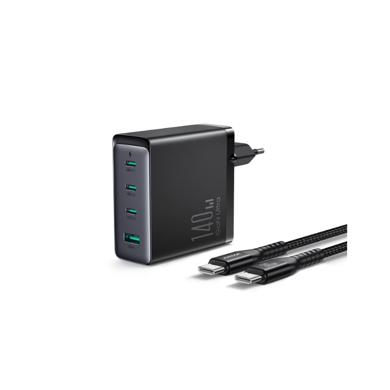JOYROOM Fast Charger Kit Type-C*3 USB A*1 Cable Type C 1.2m 140W Black JR TCG05EU