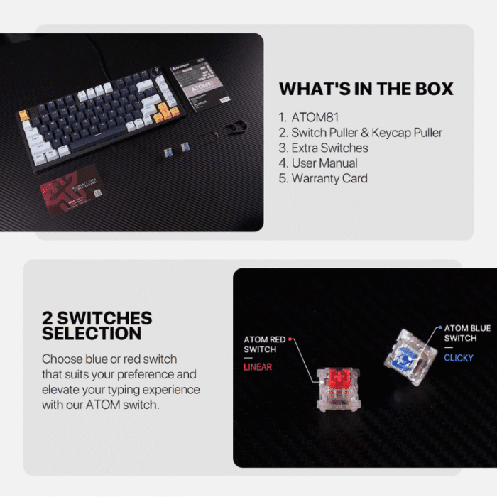 Keyboard Fantech Mechanical ATOM81 MK875v2 Navy