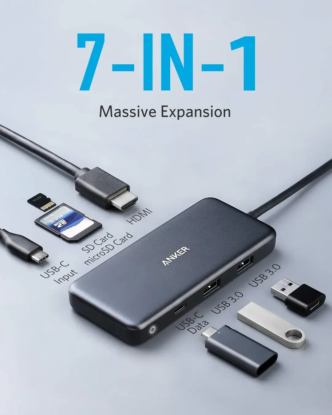 Anker Premium 7 IN 1 USB-C Hub Gray A8352HA1