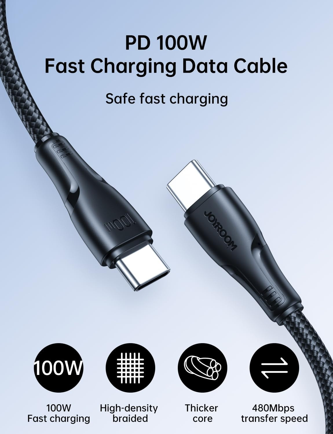 JOYROOM_Fast Charger_ Kit_Type-C*3 + USB-A*1+ Cable Type-C 1.2m_100W_Black_JR-TCG04EU