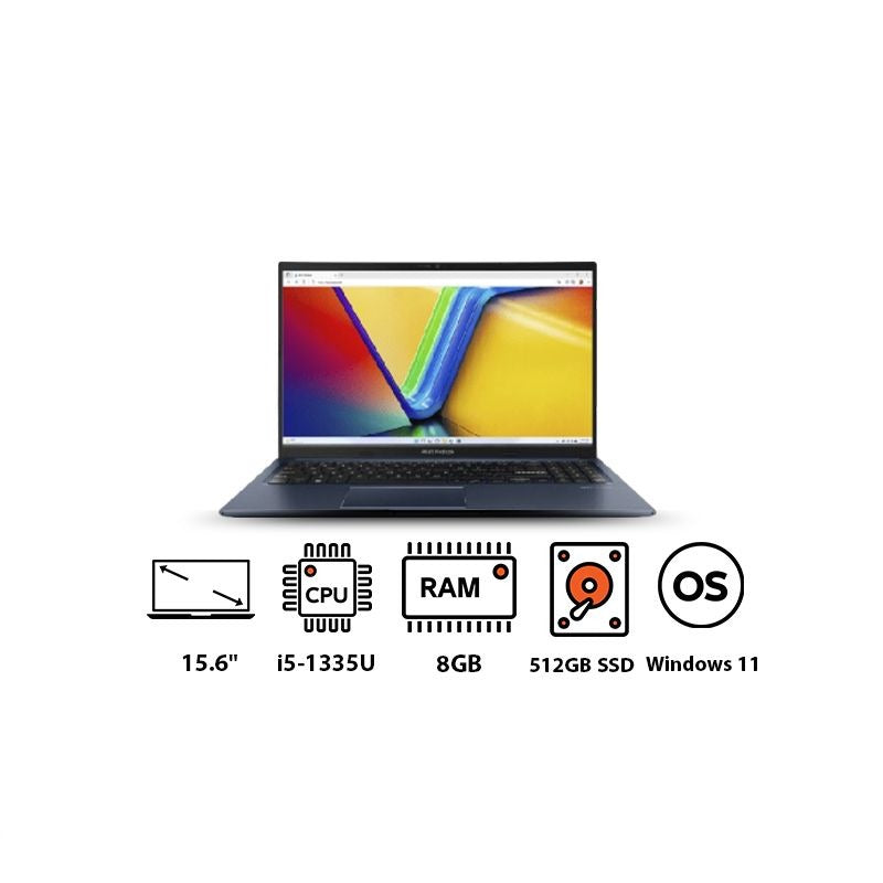 ASUS Vivobook 15 X1504VA-NJ005 Laptop - Intel Core i5-1335U - 8GB - 512GB SSD - Intel UHD Integrated Graphics - 15.6 FHD - Quiet Blue